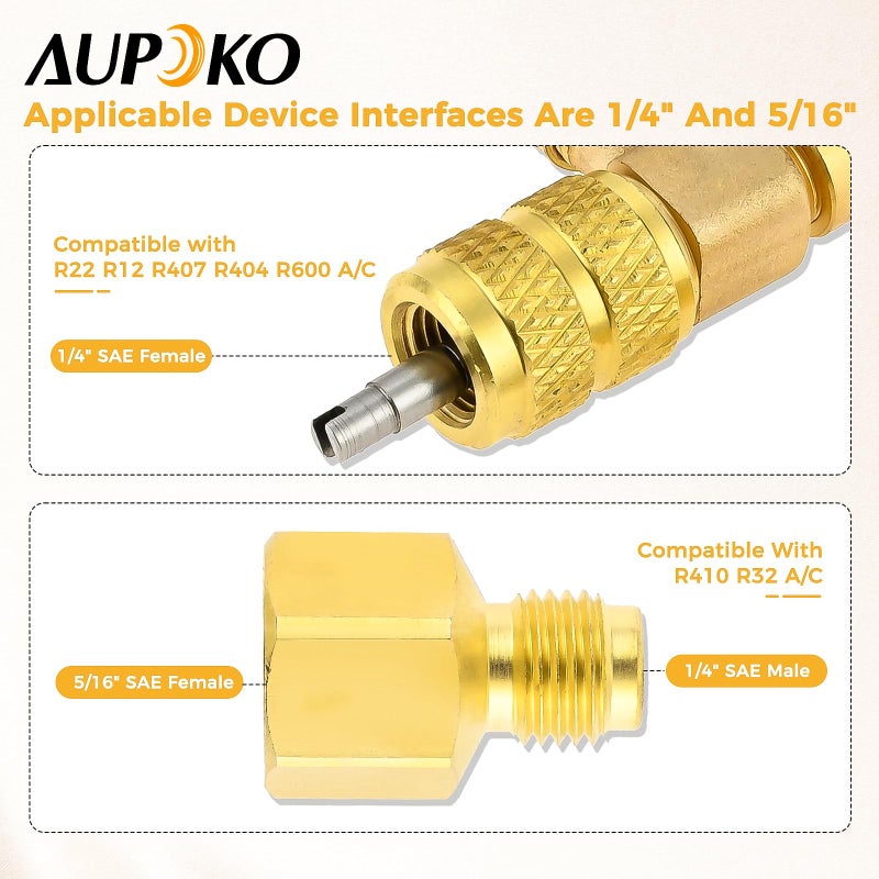 Aupoko Valve Core Remover Installer Tool, R410A R22 AC Schrader Valve Core Remover, Dual Size 1/4"-5/16" Port HVAC Valve Core Removal Installer for Refrigeration Air Conditioning A/C Line Repair Tools - Image 4